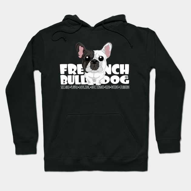French Bulldog (Brindle Pied)- DGBigHead Hoodie by DoggyGraphics